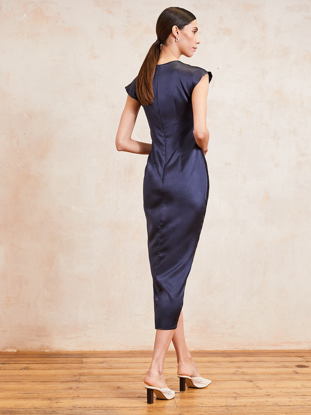 RUDI - silk ruched dress